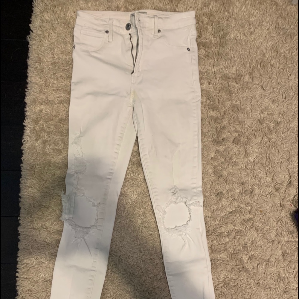 White high rise ripped jeans